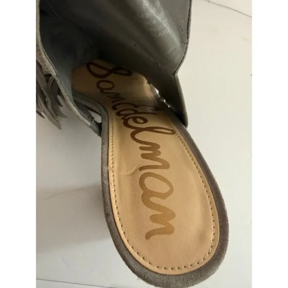 Sam Edelman Suede Fringe Block Heel Booties Boot Sandals Gray Sz 8 boho western - Picture 8 of 12